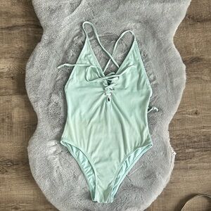 Quint Soul Malibu lace up ribbed one piece swimsuit size S